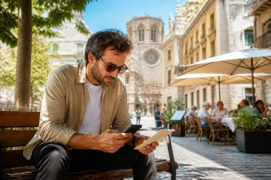 Vakanties vergelijken met reisnotities en smartphone in Europa